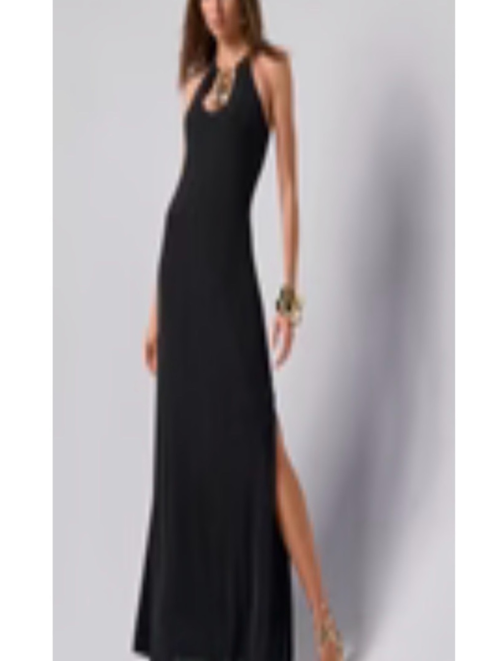 Boston Proper Black Halter Maxi Dress with Side Slit